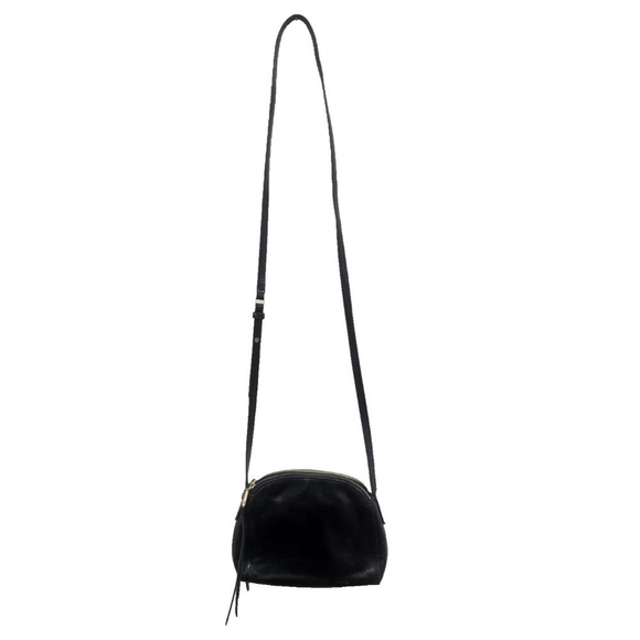 HOBO Black Leather Crossbody Bag Small Dome Shape Zip Top Adjustable Strap Vinta - Picture 2 of 13